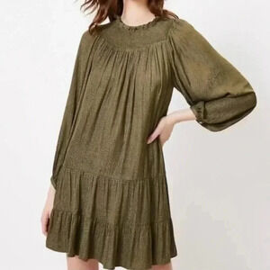 LOFT‎ green, long sleeve lightweight dress women’s size S